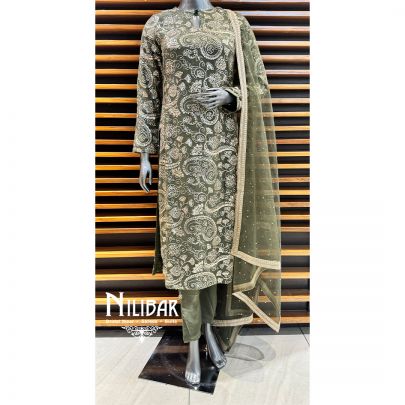 Green Chinon Pant Suit