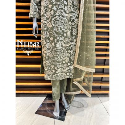 Green Chinon Pant Suit