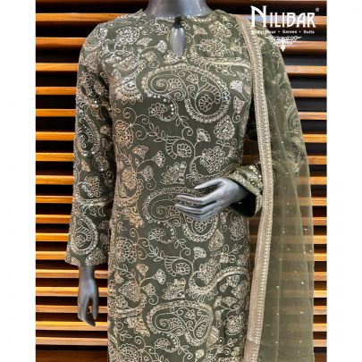 Green Chinon Pant Suit