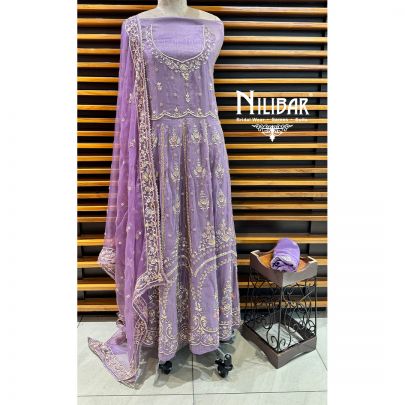Purple Semi Stitch Anarkali