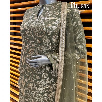 Green Chinon Pant Suit