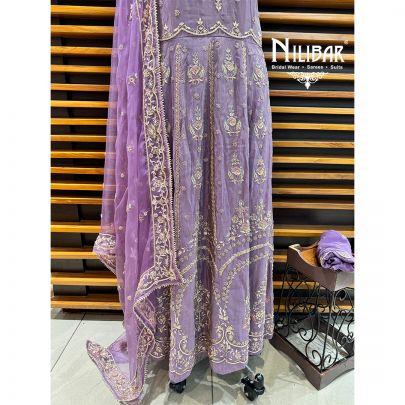 Purple Semi Stitch Anarkali
