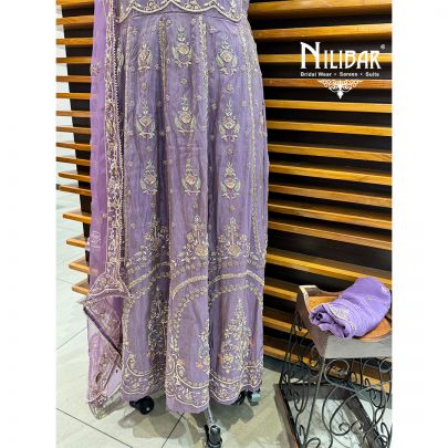 Purple Semi Stitch Anarkali