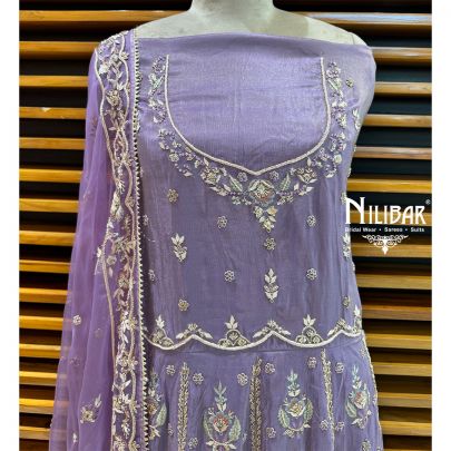 Purple Semi Stitch Anarkali