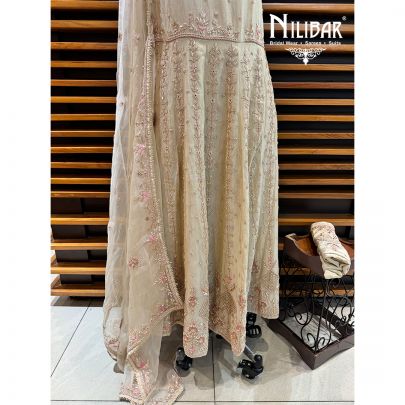 Beige Semi Stitch Anarkali
