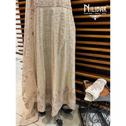 Beige Semi Stitch Anarkali