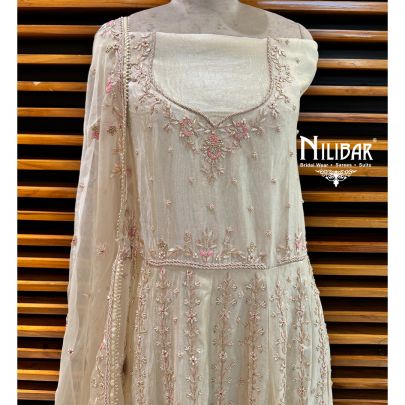 Beige Semi Stitch Anarkali