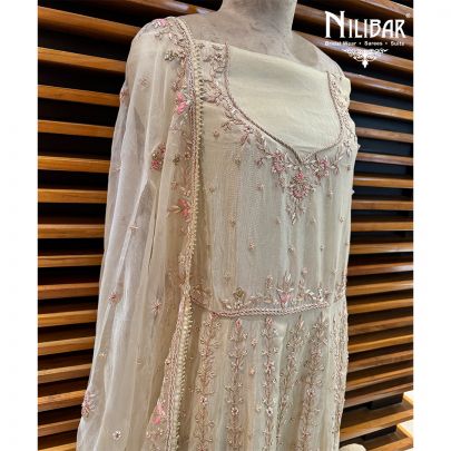 Beige Semi Stitch Anarkali