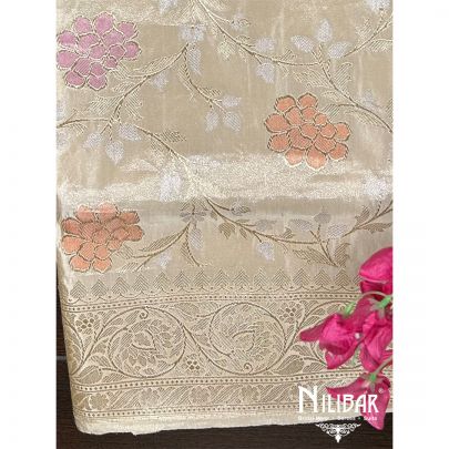 Ivory Gold Silk Banarasi Saree