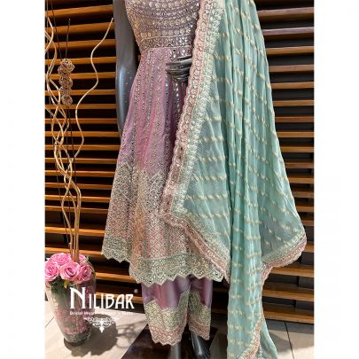 Lilac Silk Short Anarkali Suit