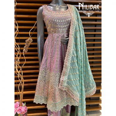 Lilac Silk Short Anarkali Suit