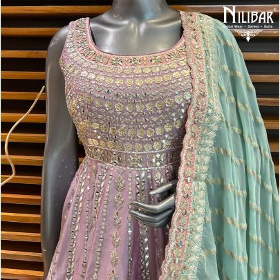 Lilac Silk Short Anarkali Suit