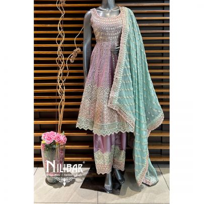 Lilac Silk Short Anarkali Suit