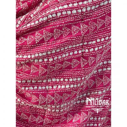 Hot Pink Silk Kantha Dupatta