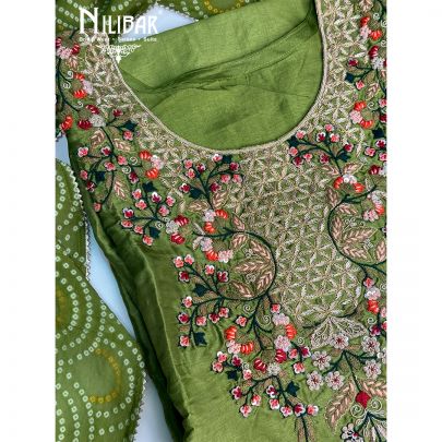 Green Silk Unstitched Suit