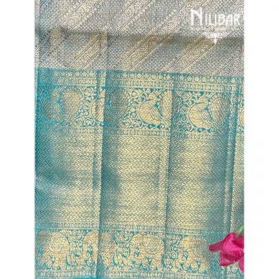 Sea Green Silk Kanjeevaram Sari