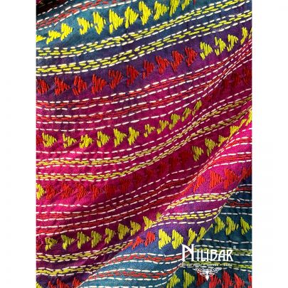Blue Silk Kantha Dupatta