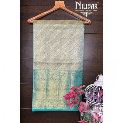 Sea Green Silk Kanjeevaram Sari