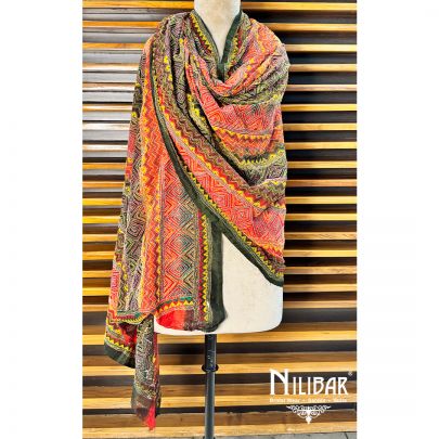 Mehendi Green Silk Kantha Dupatta