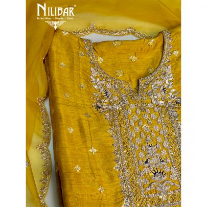 Yellow Silk Unstitched Suit