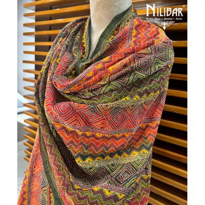 Mehendi Green Silk Kantha Dupatta