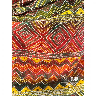 Mehendi Green Silk Kantha Dupatta