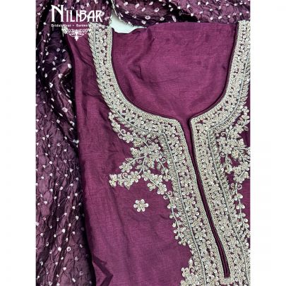 Wine Silk Unstitched Suit