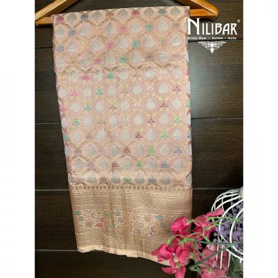 Pastel Pink Silk Banarasi Saree