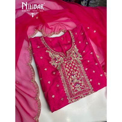 Pink Silk Unstitched Suit