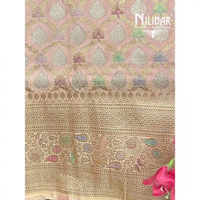 Pastel Pink Silk Banarasi Saree