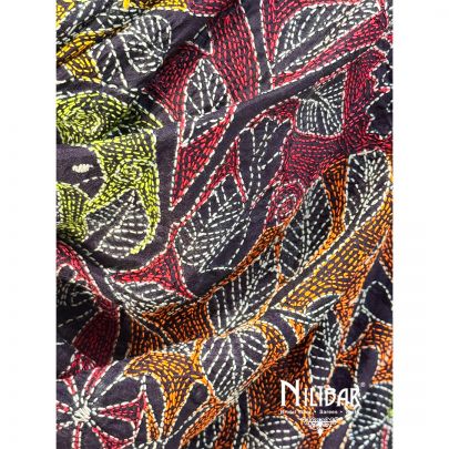 Purple Silk Kantha Dupatta