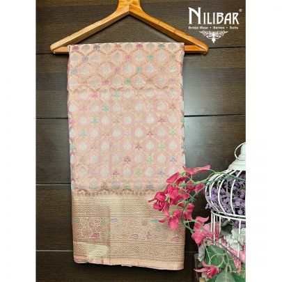 Pastel Pink Silk Banarasi Saree