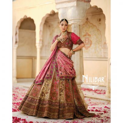 Mehroon Silk Bridal Lehenga
