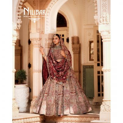 Onion Pink Silk Bridal Lehenga