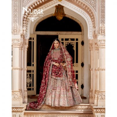 Onion Pink Silk Bridal Lehenga