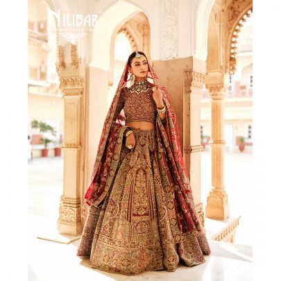 Onion Pink Silk Bridal Lehenga