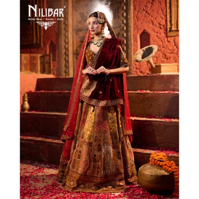 Multi Color Velvet Bridal Lehenga