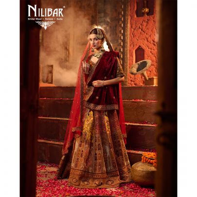 Multi Color Velvet Bridal Lehenga