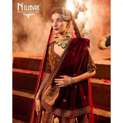 Multi Color Velvet Bridal Lehenga