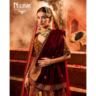 Multi Color Velvet Bridal Lehenga
