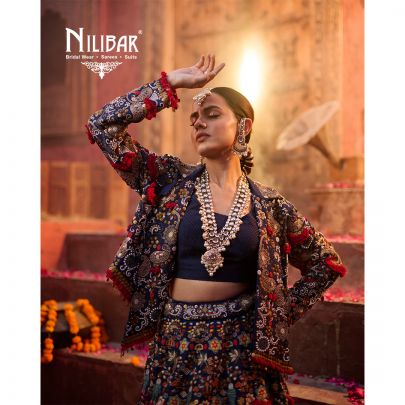 Blue Silk Embroidered Bridal Lehenga