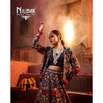 Blue Silk Embroidered Bridal Lehenga