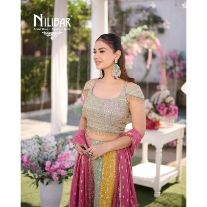 Multicolor Georgette Crop Top Set