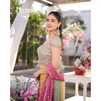 Multicolor Georgette Crop Top Set