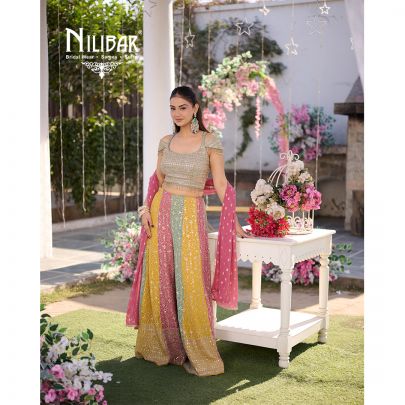 Multicolor Georgette Crop Top Set