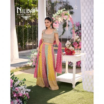 Multicolor Georgette Crop Top Set