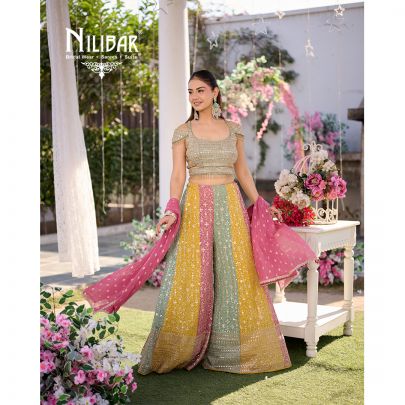 Multicolor Georgette Crop Top Set