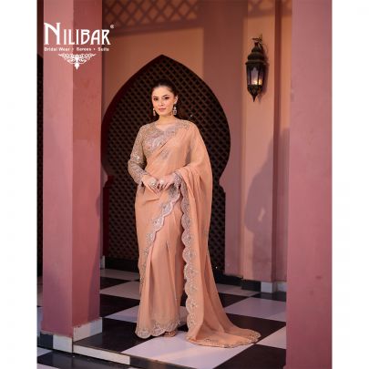 Peach Georgette Saree