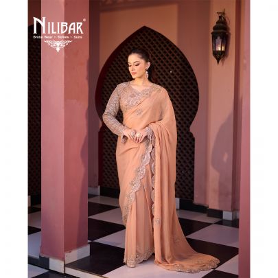 Peach Georgette Saree