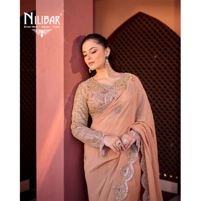 Peach Georgette Saree